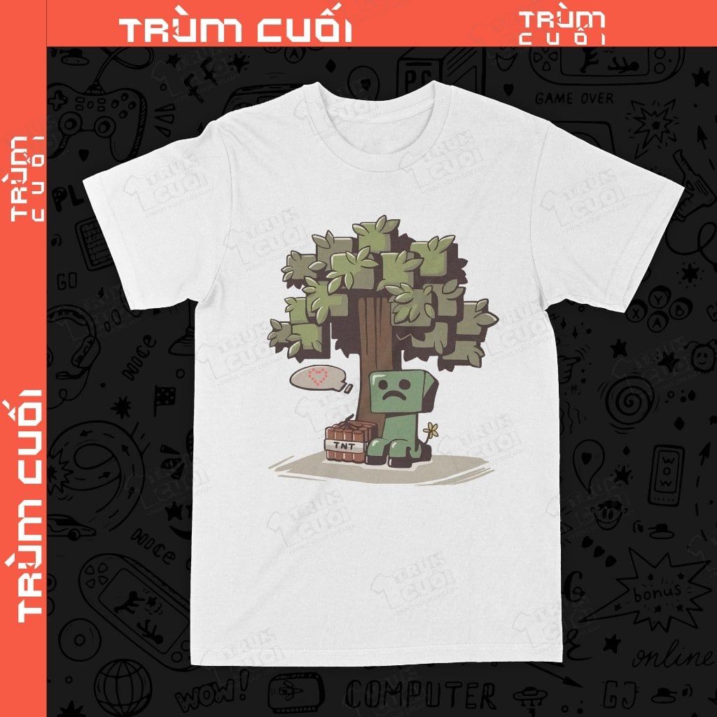  Áo thun Minecraft - Baby Sad, Trùm Cuối Game, Unisex Cotton 100% 2 màu nam nữ 0436 