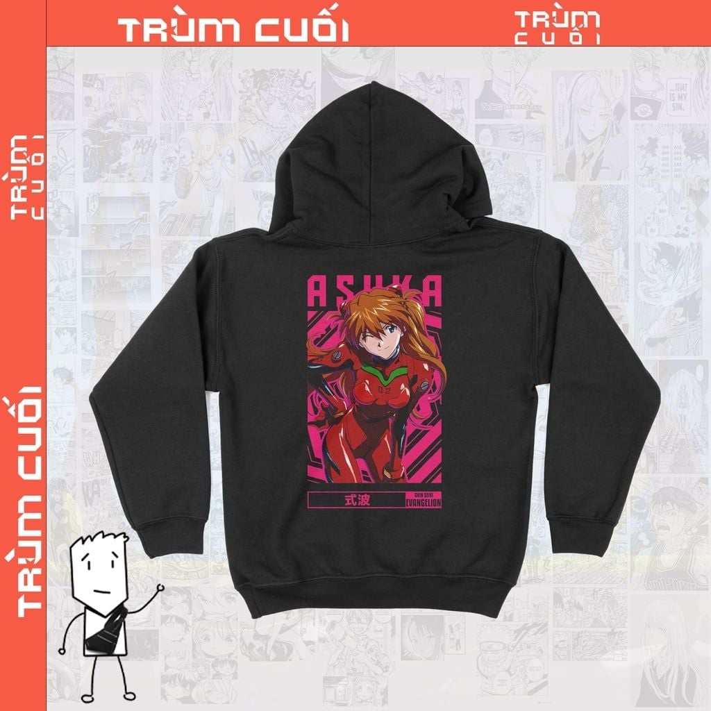 Áo hoodie Soryu Asuka Langley - Neon Genesis Evangelion Unisex Trùm Cuối Game, Nỉ Bông 100% 2 màu nam nữ 0102 
