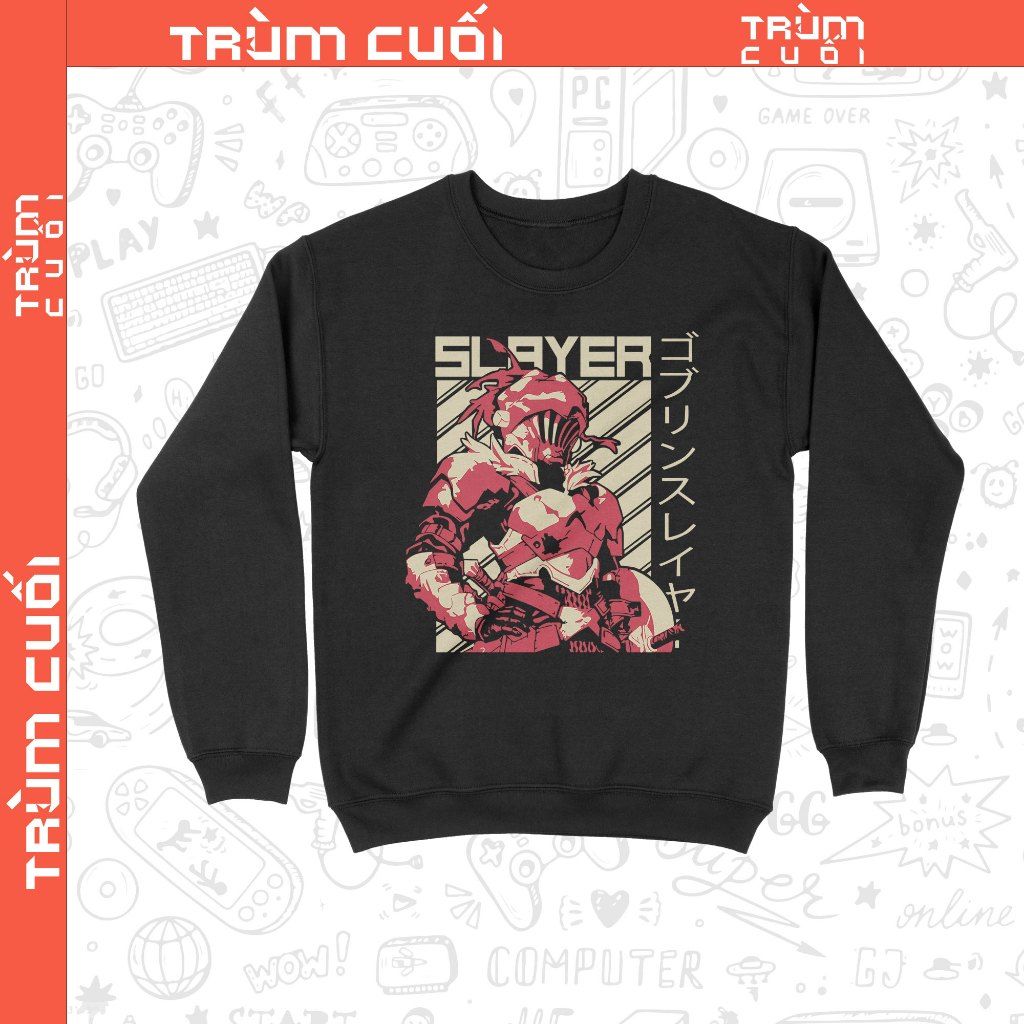  Áo Sweater Goblin Slayer, Trùm Cuối Manga Anime, Unisex Nỉ Bông 100% 2 màu nam nữ 0364 