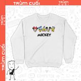 Áo Sweater Mickey Family, Trùm cuối Cartoon Cine, Unisex Cotton 100% 2 màu nam nữ 0205 