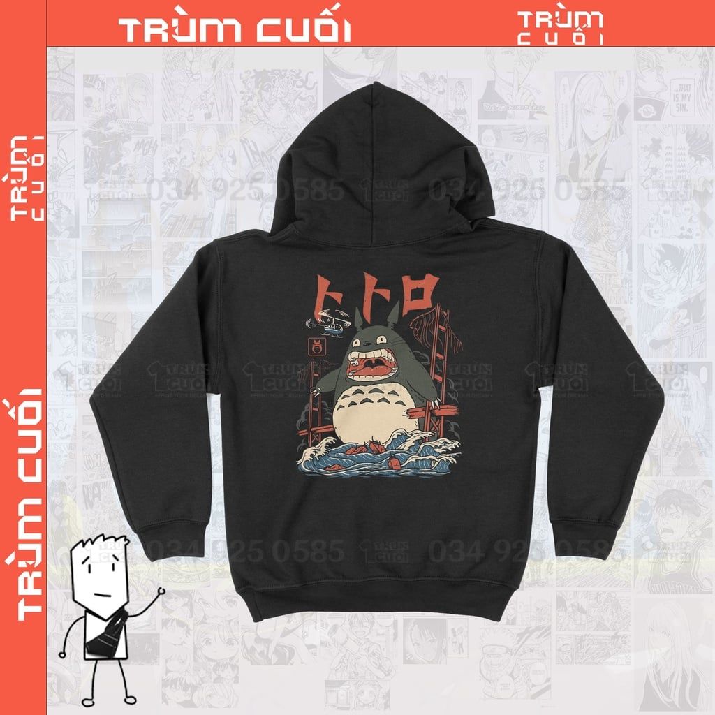  Áo  Hoodie Kaiju Totoro - Ghibli Unisex TSHIRT-HOLIC Anime,  Nỉ Bông 100% 2 màu nam nữ 