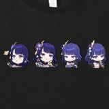  Áo thun Raiden Shogun Chibi, Trùm Cuối Game Genshin, Unisex Cotton 100% 2 màu nam nữ 0260 