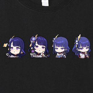  Áo thun Raiden Shogun Chibi, Trùm Cuối Game Genshin, Unisex Cotton 100% 2 màu nam nữ 0260 