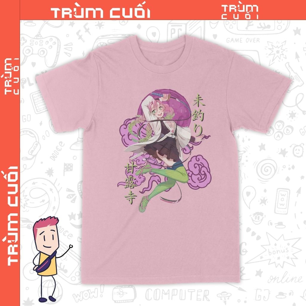  Áo thun Luyến Trụ - Mitsuri Kanroji: Kimetsu no Yaiba,Trùm Cuối Anime, Unisex Cotton 100% 2 màu nam nữ 0299 