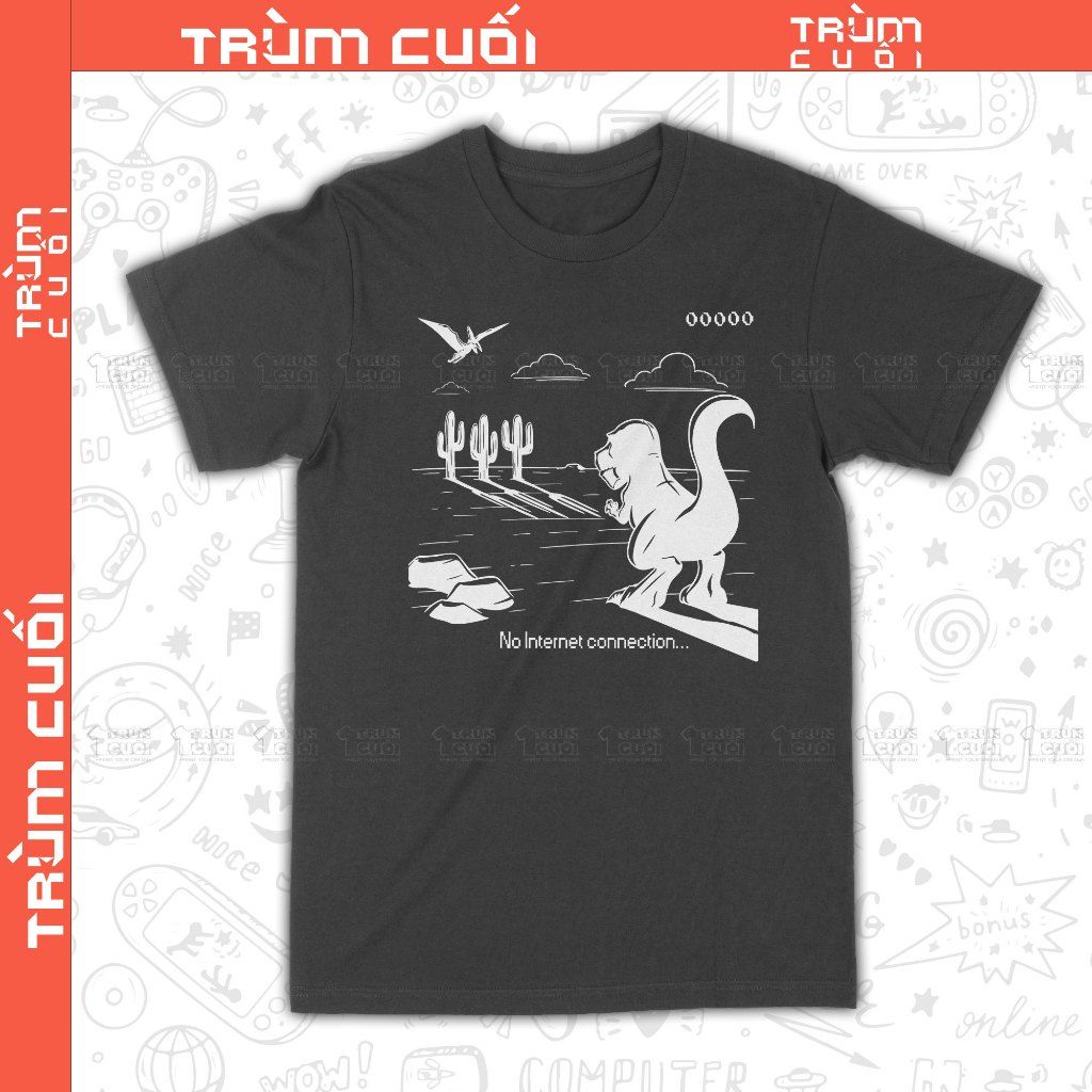  Áo thun Chrome Dino - Khủng Long Việt Dã, Trùm Cuối Game, Unisex Cotton 100% 2 màu nam nữ 0423 