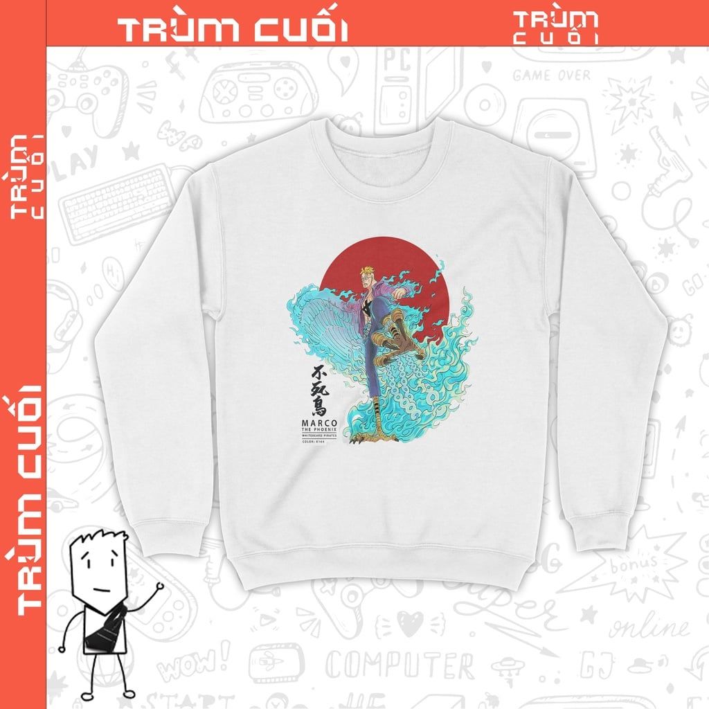  Áo Sweater Phượng Hoàng Marco - One Piece, Trùm cuối Anime Cine, Cotton 100% 2 màu nam nữ 0155 