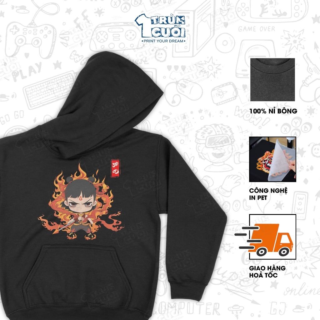  Áo Hoodie Na Tra Chibi, Trùm Cuối Cine, Nỉ Bông 100% Unisex nam nữ 2 màu 0455 