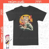  Áo thun Mèo Sushi, Trùm Cuối Casual, Unisex Cotton 100% 2 màu nam nữ 0240 