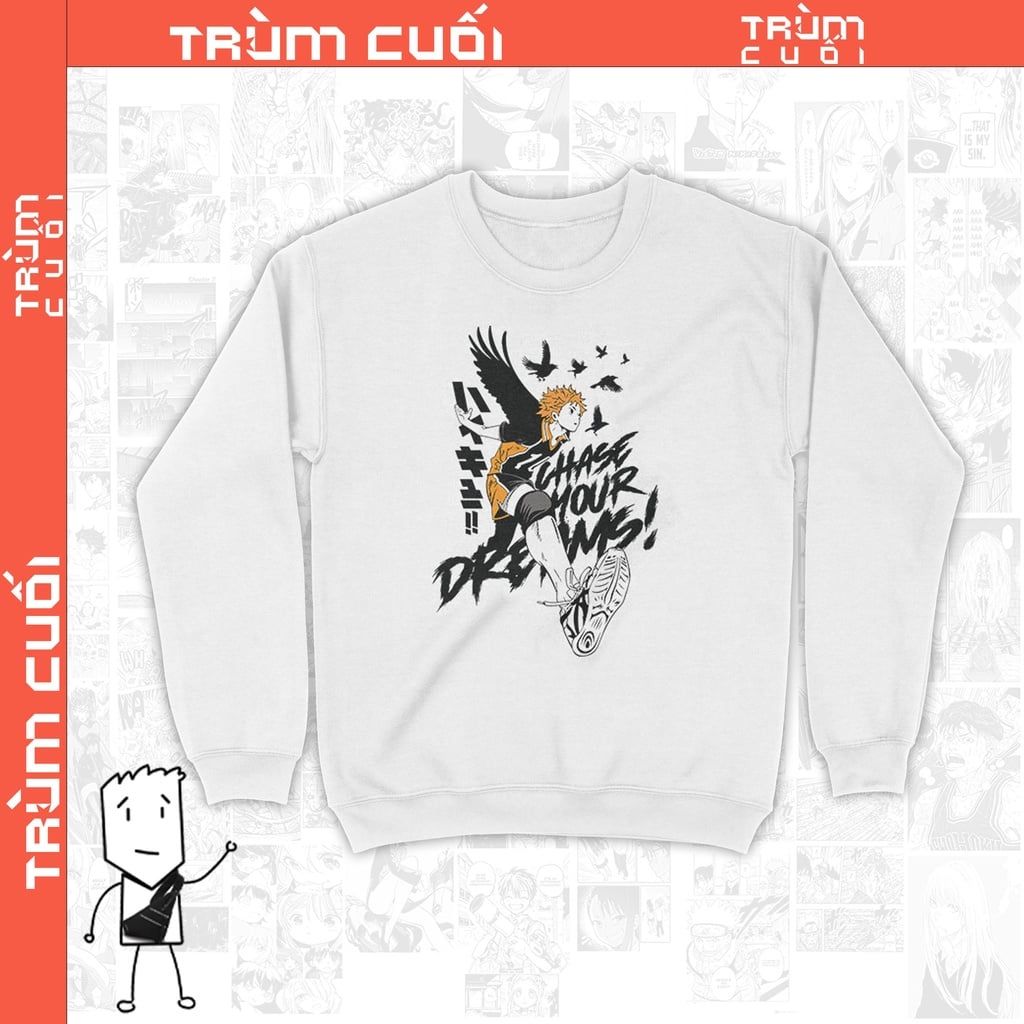 Áo Sweater Hinata Shoyo – Chàng khổng lồ tí hon Haikyu!! Unisex Trùm Cuối Anime,  Nỉ Bông 100% 2 màu nam nữ 0057 