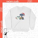  Áo Sweater Wall-E Giáng Sinh, Trùm Cuối Christmas Cine, Unisex Nỉ Bông 100%, 2 màu nam nữ 0181 