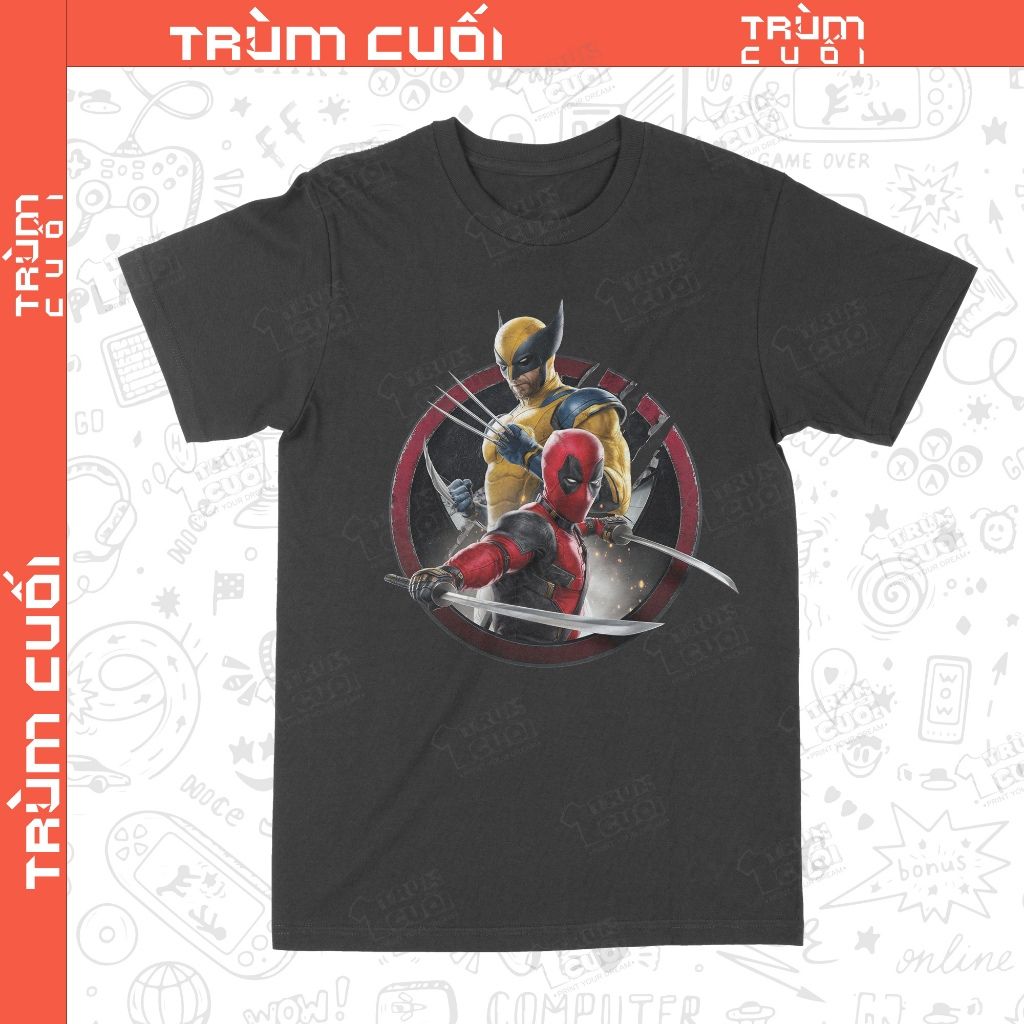  Áo thun Deadpool & Wolverine, Trùm Cuối Marvel Cine, Unisex Cotton 100% 2 màu nam nữ 0430 