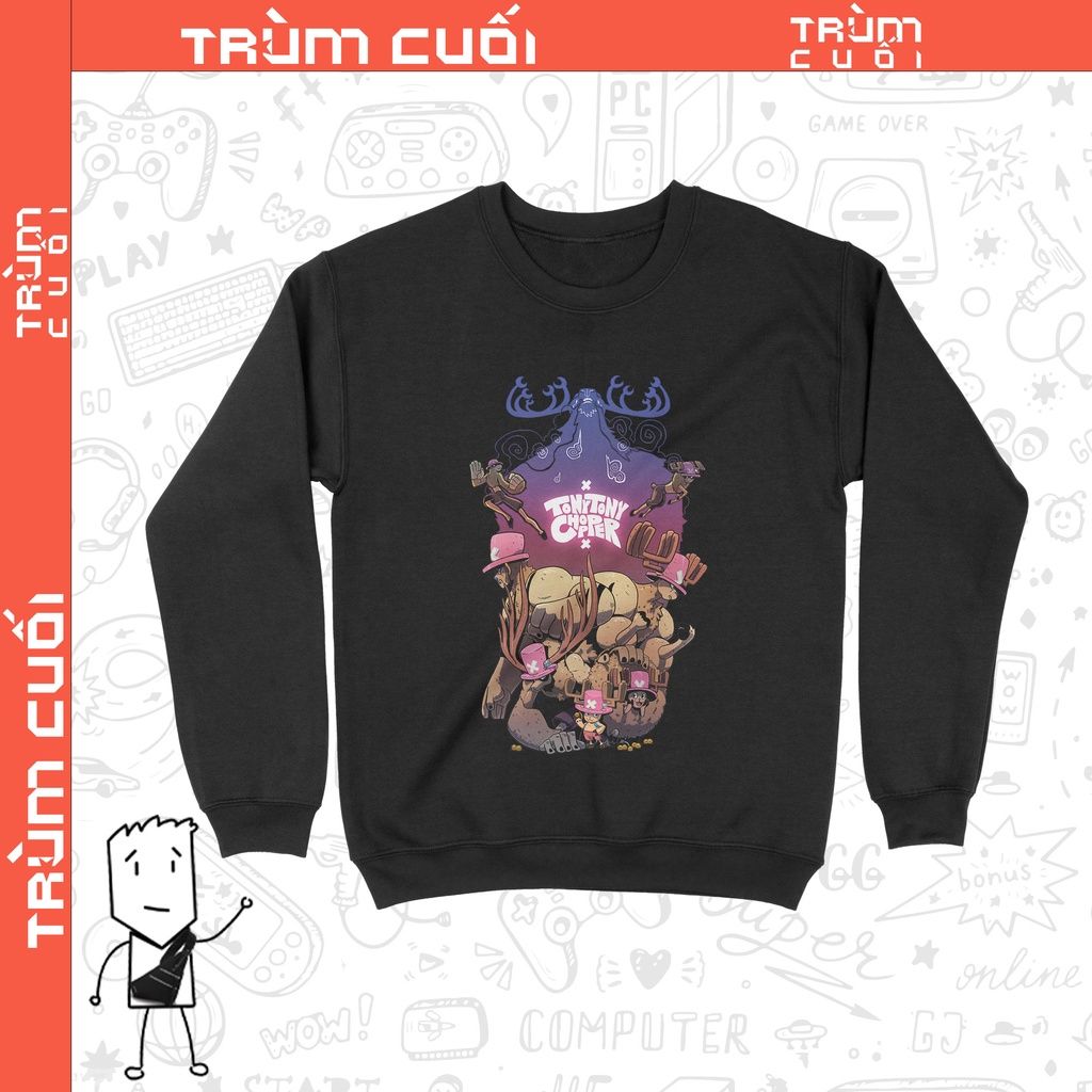  Áo Sweater Tony Tony Chopper - One Piece, Trùm Cuối Unisex Anime Cine, Nỉ Bông 100% 2 màu nam nữ 0161 