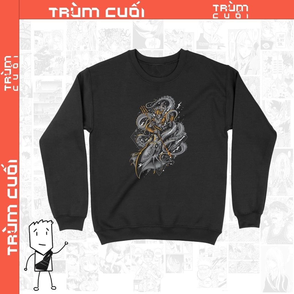  12 Áo Sweater Poseidon Unisex Trùm Cuối Thần Thoại, Nỉ Bông 100% 2 màu nam nữ 0081 13 
