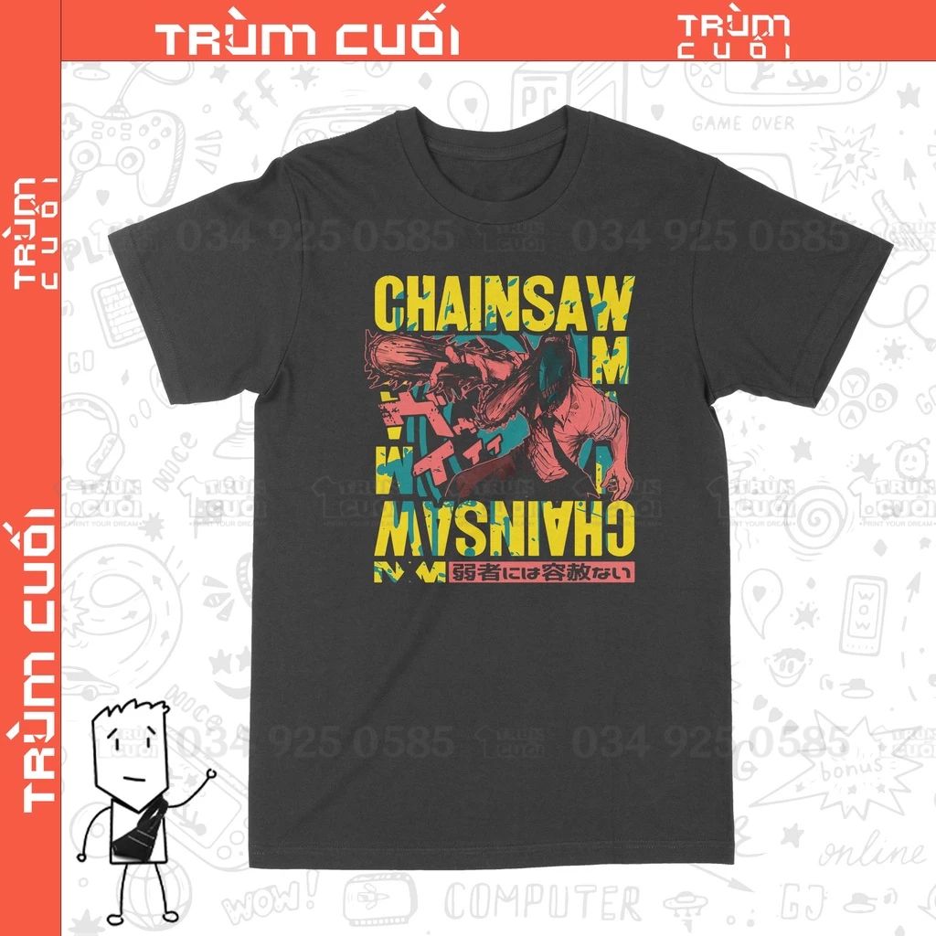  Áo thun It's Chainsaw Time - Chainsaw Man, Unisex Trùm Cuối Game, Cotton 100% 2 màu nam nữ 0152 