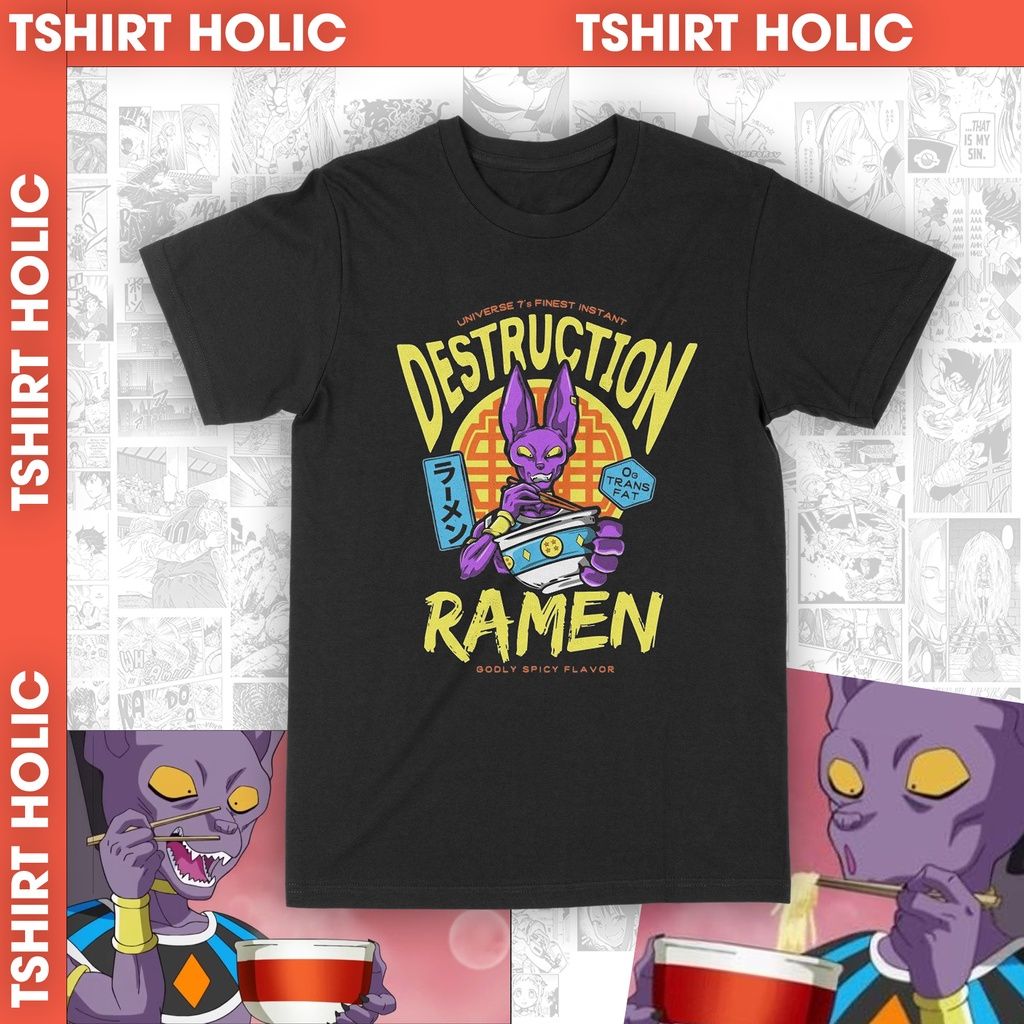  Áo thun Beerus Ramen - Dragon Ball, Trùm Cuối Anime, Unisex Cotton 100% 2 màu nam nữ 0051 