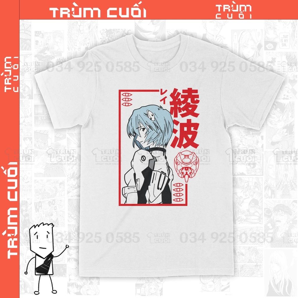  Áo thun Rei Ayanami - Neon Genesis Evangelion Unisex Trùm Cuối Anime, Cotton 100% 2 màu nam nữ 0101 