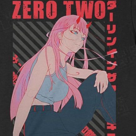  Áo thun Zero Two - Darling in the Franxx, Trùm Cuối Manga Anime, Cotton 100% Unisex 2 màu nam nữ 0443 