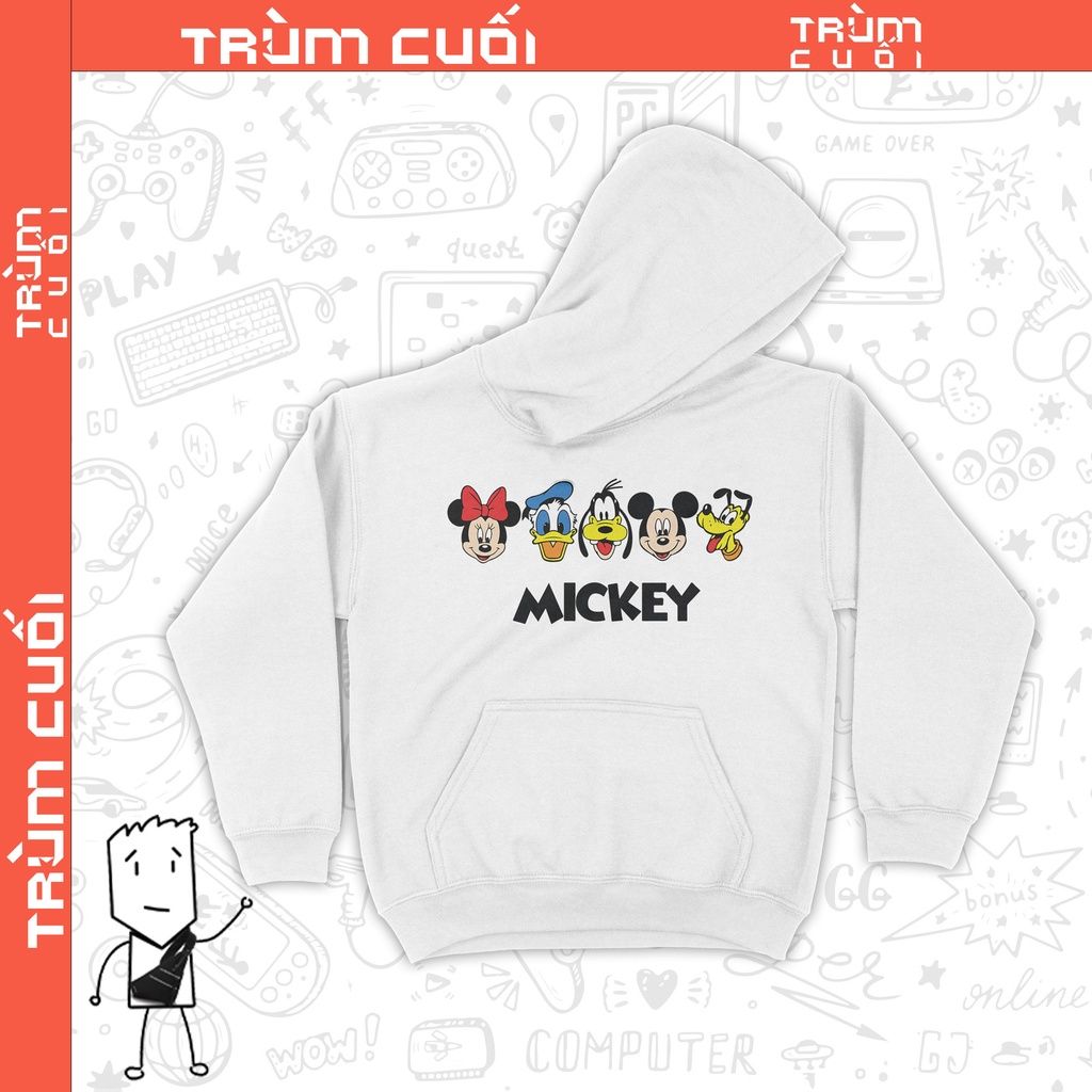  Áo Hoodie Mickey Family , Trùm Cuối Cartoon Cine,  Nỉ Bông 100% 2 màu nam nữ 0205 