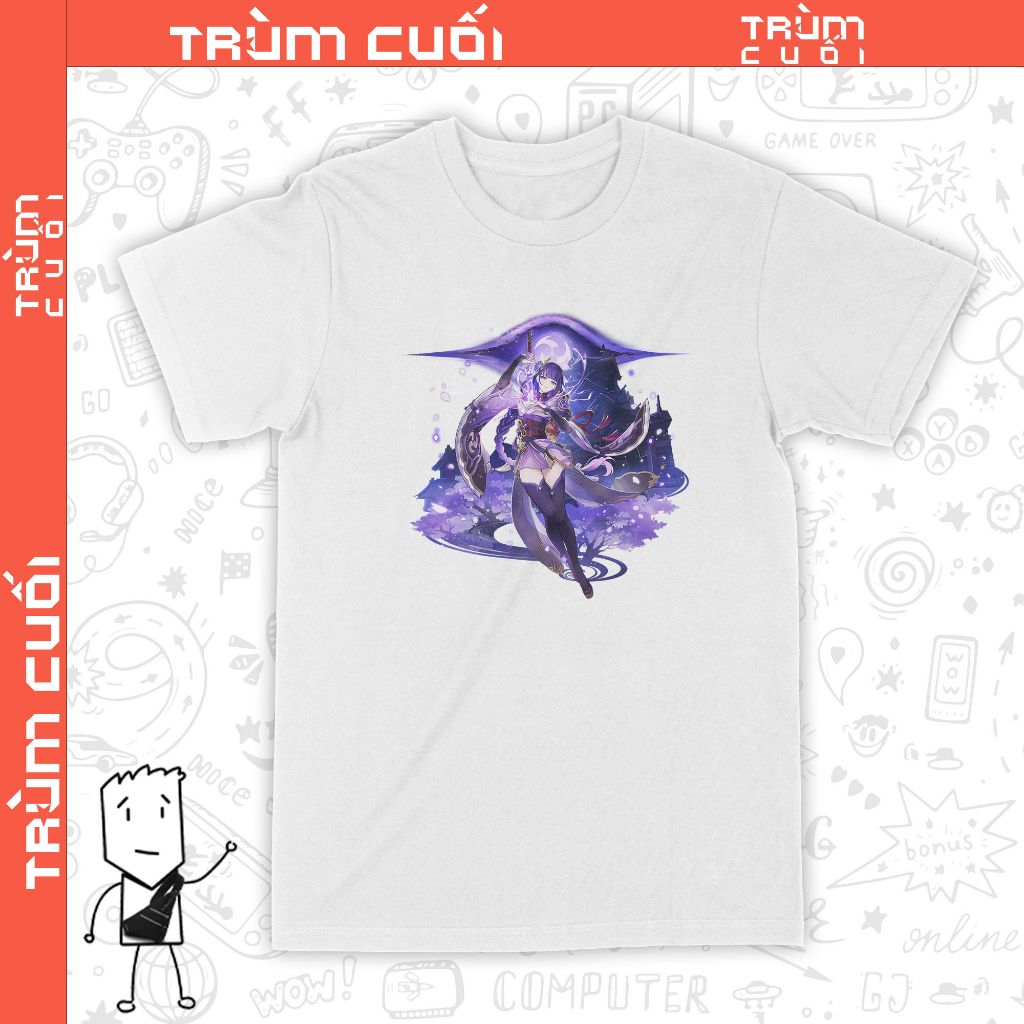  Áo thun Raiden Shogun - Ước Nguyện, Trùm Cuối Game Genshin, Unisex Cotton 100% 2 màu nam nữ 0258 