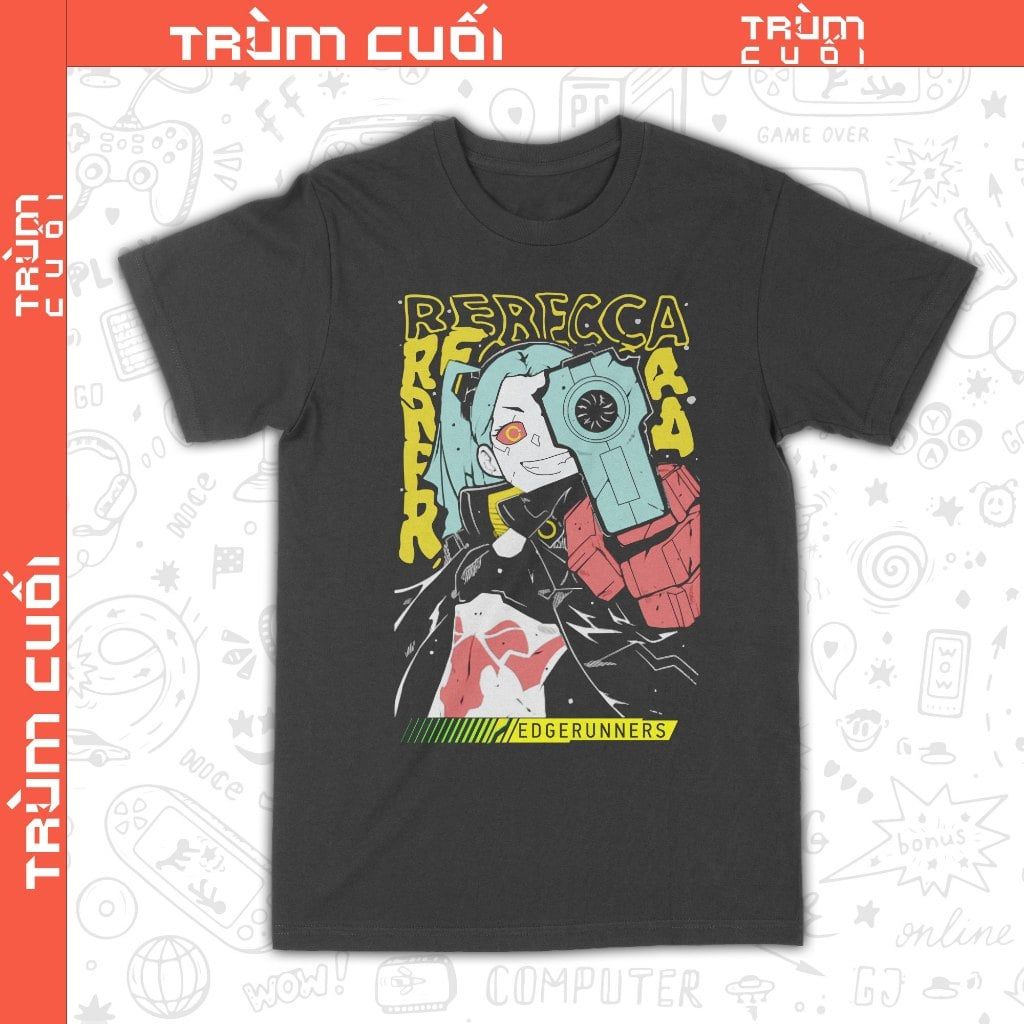  Áo thun Rebecca - Cyberpunk Edgerunner, Trùm Cuối Game Anime, Unisex Cotton 100% 2 màu nam nữ 0357 