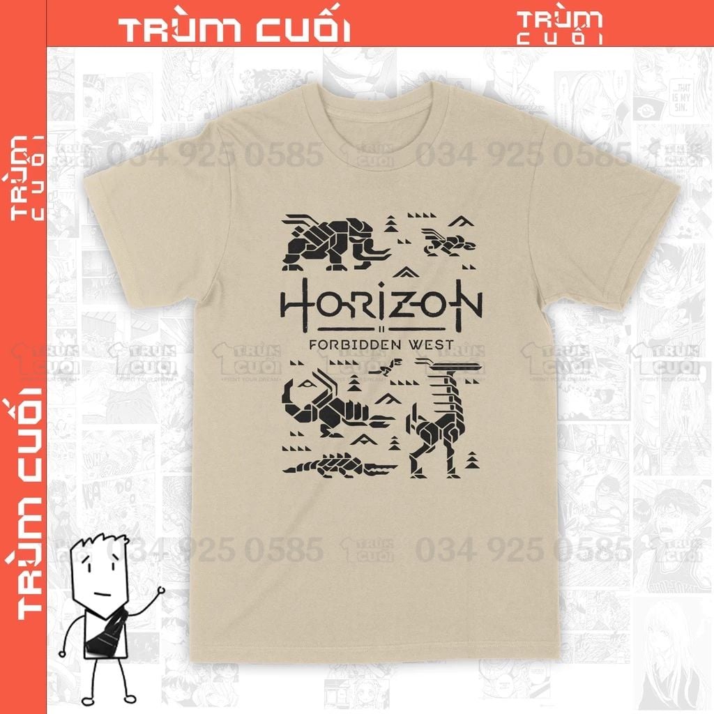  Áo thun Horizon Forbidden West Unisex Trùm Cuối Game, Cotton 100% 2 màu nam nữ 0139 0140 
