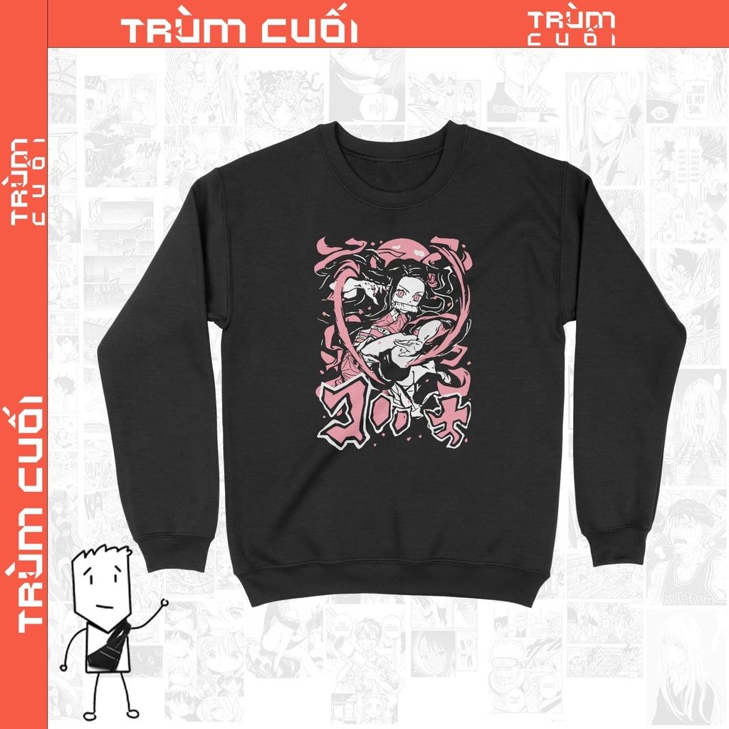  Áo Sweater Kimetsu no Yaiba: Nezuko Kamado Unisex Trùm Cuối Anime,  Nỉ Bông 100% 2 màu nam nữ 0011 