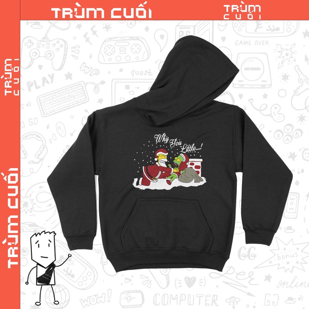  Áo Hoodie Giáng Sinh nhà Simpsons, Trùm Cuối Christmas Cine, Nỉ Bông 100% 2 màu nam nữ 0183 
