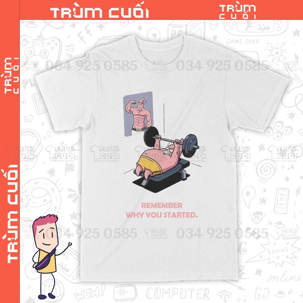  Áo thun Patrick Star Nỗ Lực, Trùm Cuối Cartoon, Unisex Cotton 100% 2 màu nam nữ 0316 