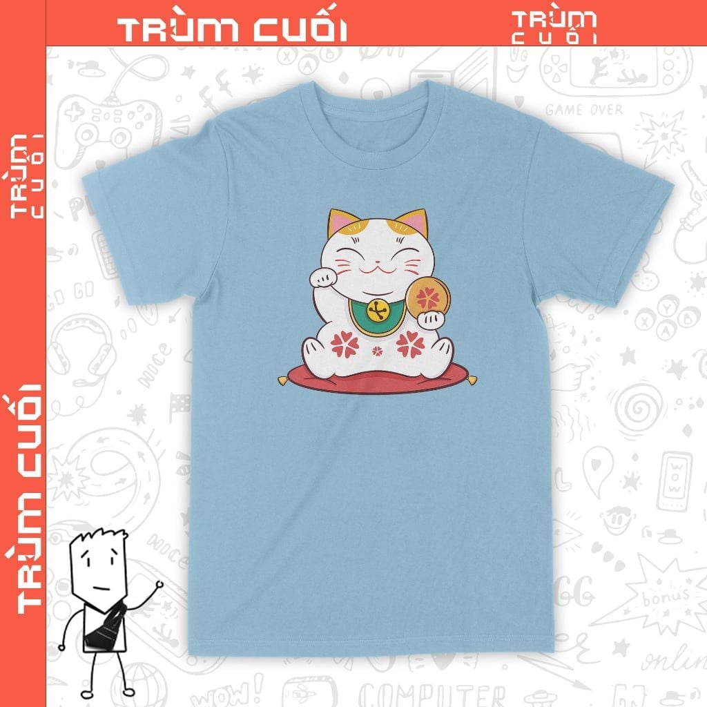 Áo thun Mèo Thần Tài Ngồi Chơi, Trùm Cuối 2023, Unisex Cotton 100% 2 màu nam nữ 0198 