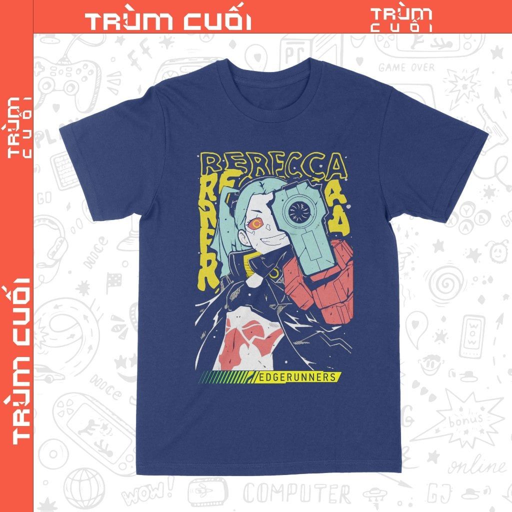  Áo thun Rebecca - Cyberpunk Edgerunner, Trùm Cuối Game Anime, Unisex Cotton 100% 2 màu nam nữ 0357 