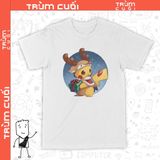  Áo thun Pikachu Tuần lộc, Trùm Cuối Christmas Cine, Cotton 100% 2 màu nam nữ 0180 