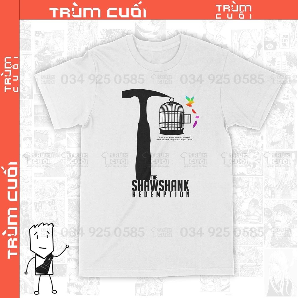 Áo thun The Shawshank Redemption - Movie Unisex Trùm Cuối Cine, Cotton 100% 2 màu nam nữ 0128 