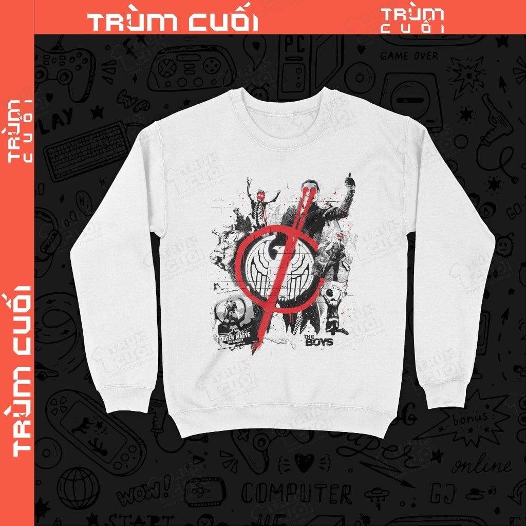  Áo Sweater The Boys Graffiti, Trùm Cuối Cine, Nỉ Bông 100% Unisex nam nữ 0440 