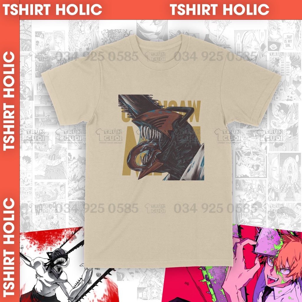  Áo thun Chainsaw Man Unisex Trùm Cuối Manga Anime, Cotton 100% 2 màu nam nữ 0019 