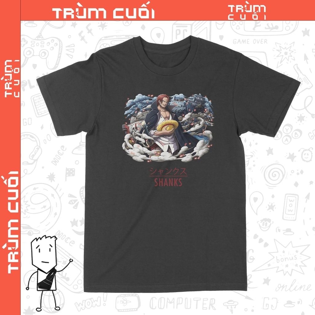  Áo thun Shank Tóc Đỏ - One Piece, Trùm Cuối Anime Cine, Cotton 100% 2 màu nam nữ 0165 