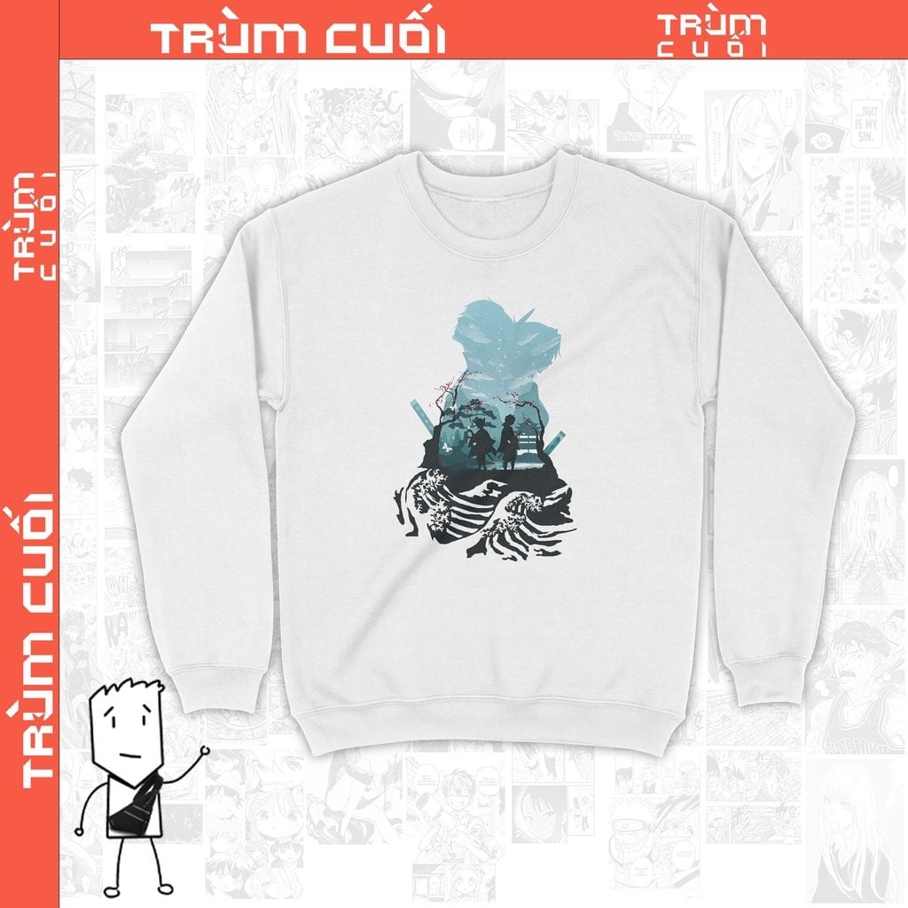  Áo Sweater Tomioka & Shinobu - Kimetsu Yaiba Unisex Trùm Cuối Anime,  Nỉ Bông 100% 2 màu nam nữ 0058 