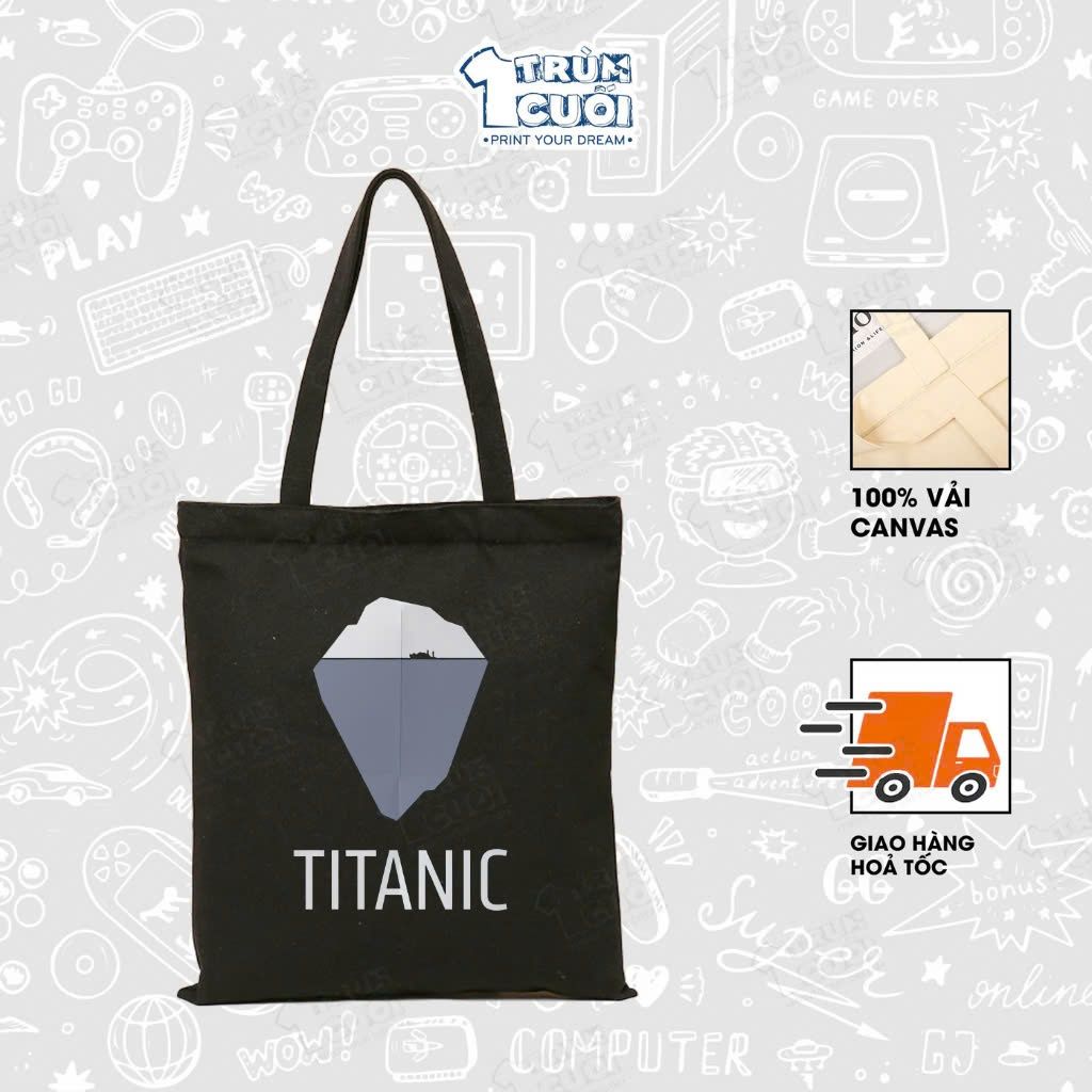  Túi Tote Cine, Trùm Cuối 2025, 100% vải Canvas 35x40 cm - Unisex Nam Nữ 2 màu đen trắng 