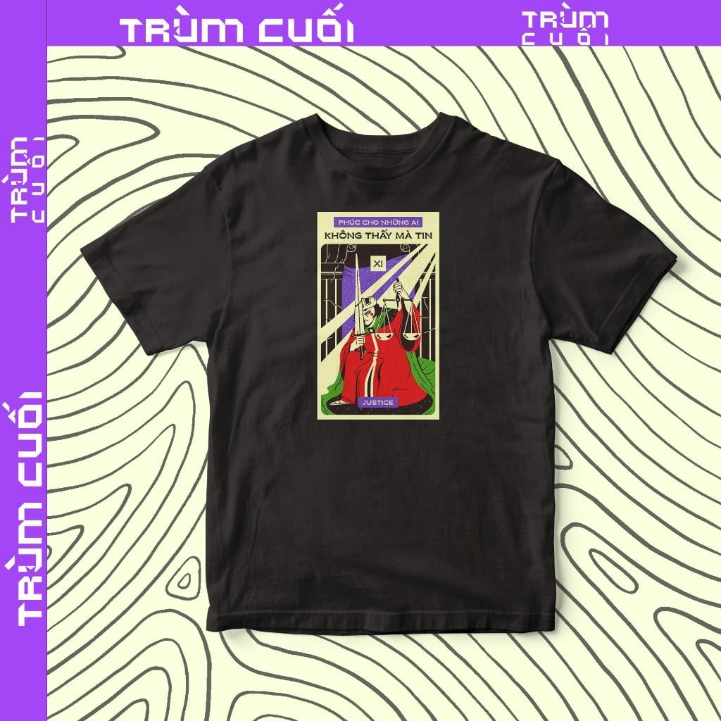  Áo thun Tarot - Justice, Firewood x Trùm Cuối, Unisex Cotton 100% 2 màu nam nữ 0394 