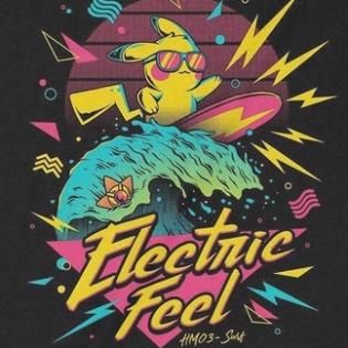  Áo  Hoodie Pikachu lướt sóng Unisex TSHIRT-HOLIC Anime,  Nỉ Bông 100% 2 màu nam nữ 