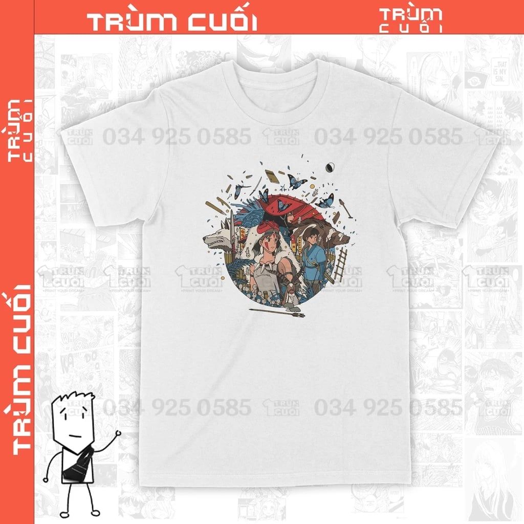  Áo Thun Công Chúa Mononoke - Ghibli Trùm Cuối Anime Cine Cotton 100% 2 màu nam nữ 0106 