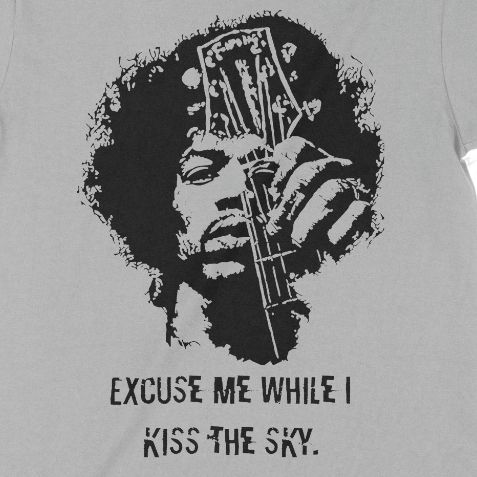  Áo thun Jimi Hendrix - Kiss The Sky, Trùm Cuối Thần Tượng Âm Nhạc, Cotton 100% 2 màu nam nữ 0317 