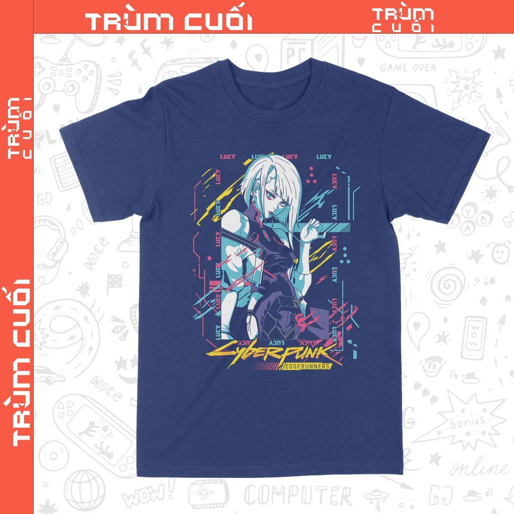  Áo thun Lucy - Cyberpunk Edgerunner, Trùm Cuối Anime Game, Unisex Cotton 100% 2 màu nam nữ 0358 