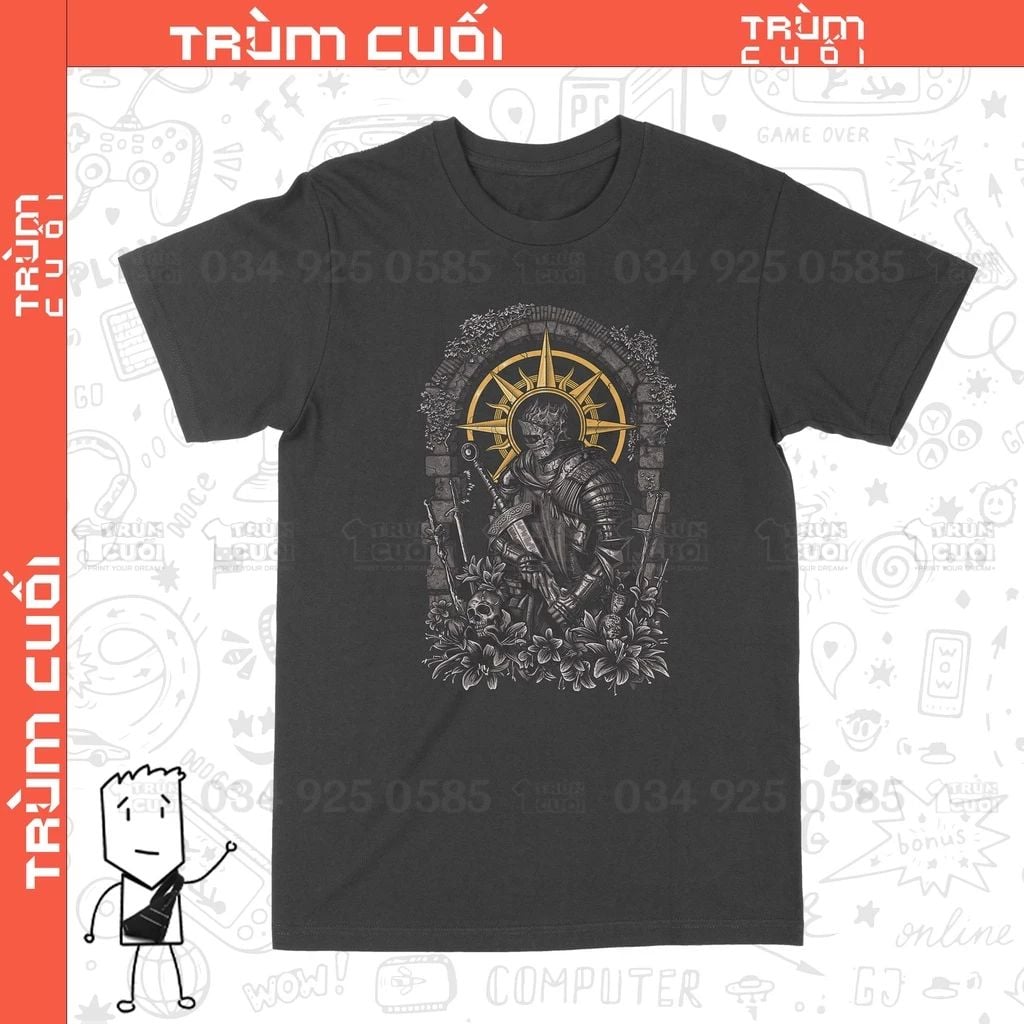  Áo thun Soul of Cinder - Dark Souls, Trùm Cuối Game, Unisex Cotton 100% 2 màu nam nữ 0217 