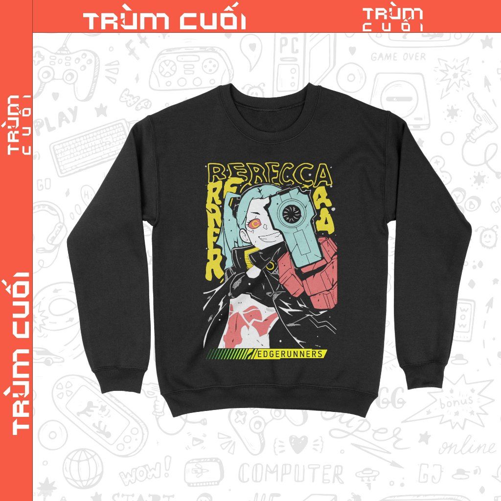 Áo sweater Rebecca - Cyberpunk Edgerunner, Trùm Cuối Game Anime, Unisex Nỉ 100% 2 màu nam nữ 0357 