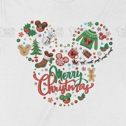 Áo thun Chuột Mickey Xmas, Trùm Cuối Cartoon Christmas Festival, Unisex Cotton 100% 2 màu nam nữ 0380 