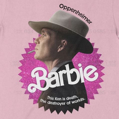  Áo thun Barbie x Oppenheimer: Chàng Ken Tử Thần Ver HƯỜNG, Trùm Cuối Movie Meme, Unisex Cotton 100% 2 màu nam nữ 0292 