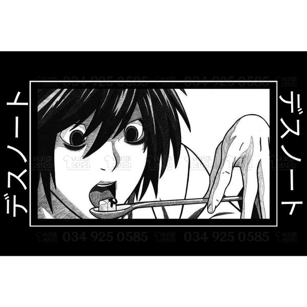  Áo thun Death Note L, Trùm Cuối Anime, Unisex Cotton 100% 2 màu nam nữ 0094 
