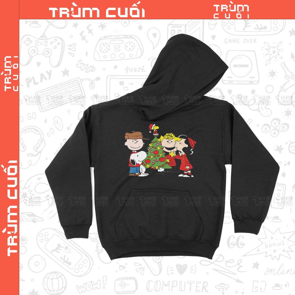  Áo Hoodie Xmas Snoopy và Những người bạn, Trùm Cuối Christmas Festival, Nỉ Bông 100% Unisex nam nữ 0371 