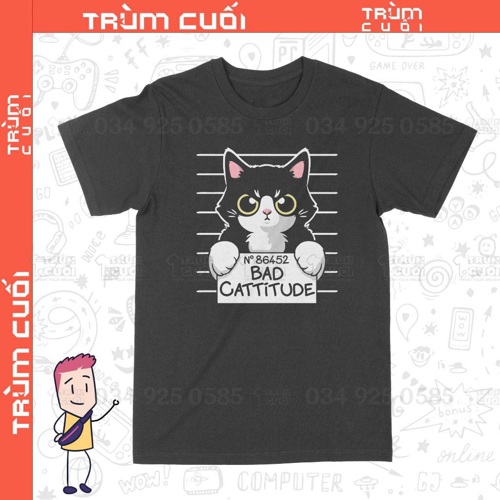  Áo thun Mèo Vô Tù,Trùm Cuối Casual, Unisex Cotton 100% 2 màu nam nữ 0236 