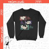  Áo Sweater Snoopy, Trùm Cuối Cartoon Cine, Unisex Nỉ Bông 100% 2 màu nam nữ 0206 